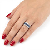 0,50 Karat Doğal Pırlanta Trinity Safir Tasarımlı Gösterişli Yüzük 14 Ayar Altın