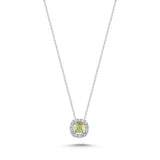 0,50 Karat Fancy Yellow Pırlanta Cushion Tasarımlı 14 Ayar Altın Kolye