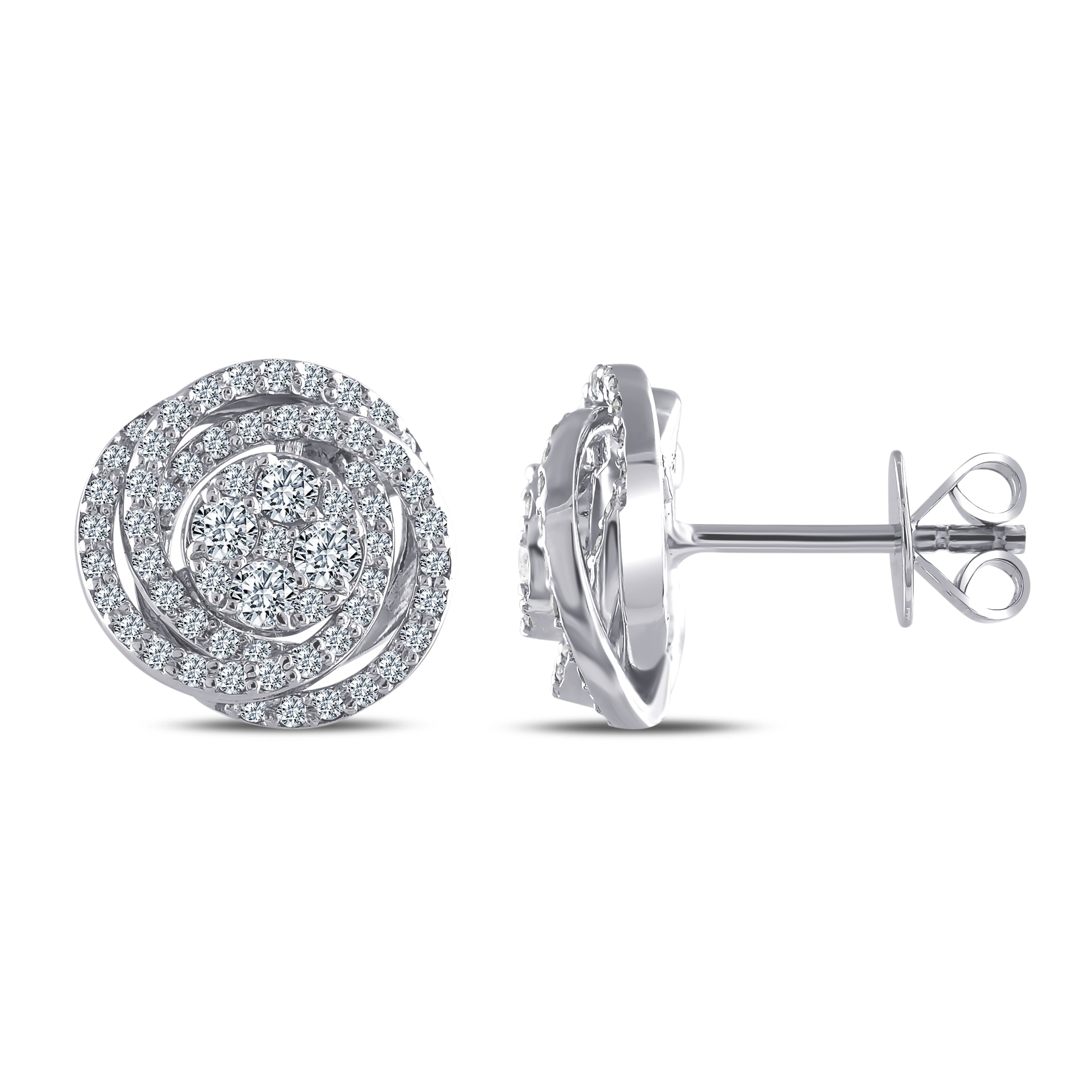 0,60 Karat Doğal Pırlanta Olimpiyat Tasarımlı 14 Ayar Altın Küpe