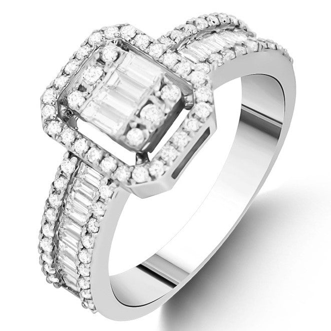 1.00 Karat Dogal Pirlanta Baget Tasli Pirlanta Yuzuk LONDIA_