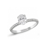 1.20 Ct. Doğal Oval Pırlanta Solitaire “Yan Taşlı” Yüzük – 14 Ayar Altın
