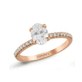 1.20 Ct. Doğal Oval Pırlanta Solitaire “Yan Taşlı” Yüzük – 14 Ayar Altın
