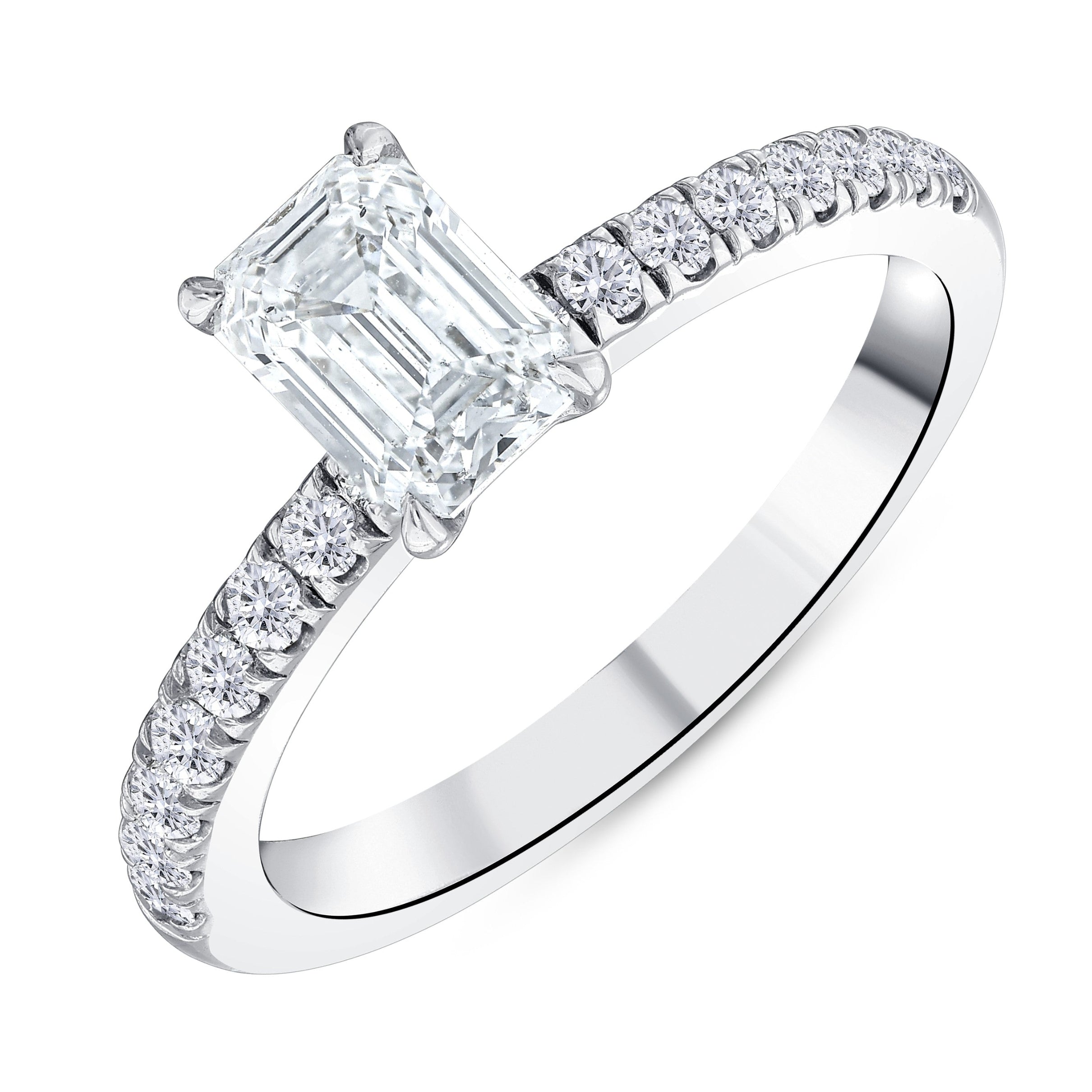 1.20 Ct. Doğal Pırlanta Baget Kesim Yan Taşlı Tasarım Yüzük, 18 Ayar Altın