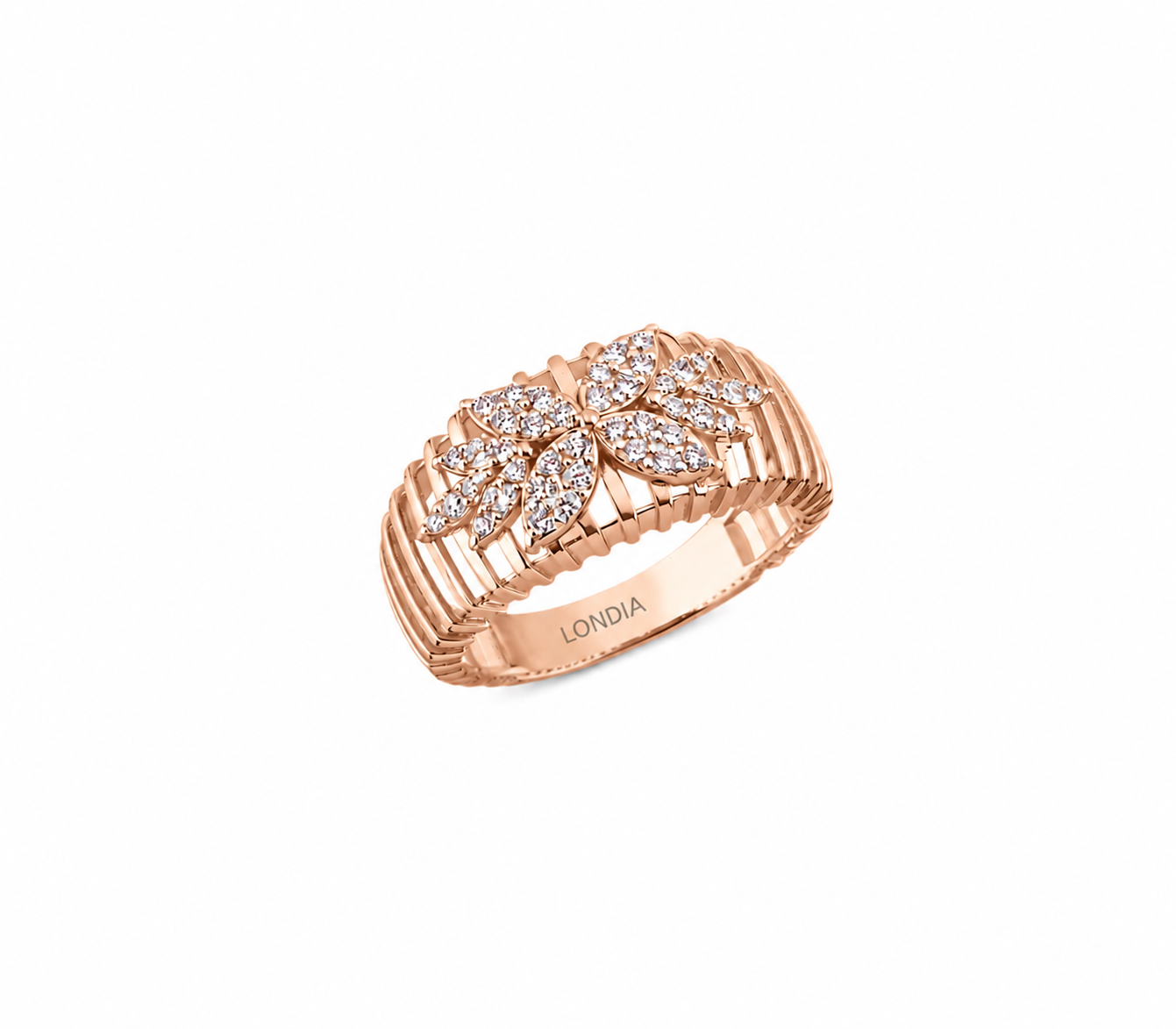 1.65 Ct. Doğal Pırlanta Londia Flora Koleksiyonu Seti 14K Altın