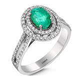 1.70 Ct. Doğal Pırlanta ve Zümrüt Yüzük, 18 Ayar Altın