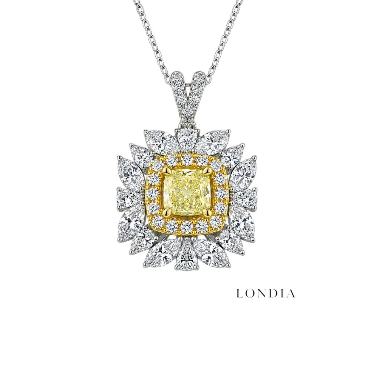 1.90 Karat Doğal Pırlanta Fancy Yellow Tasarım Kolye