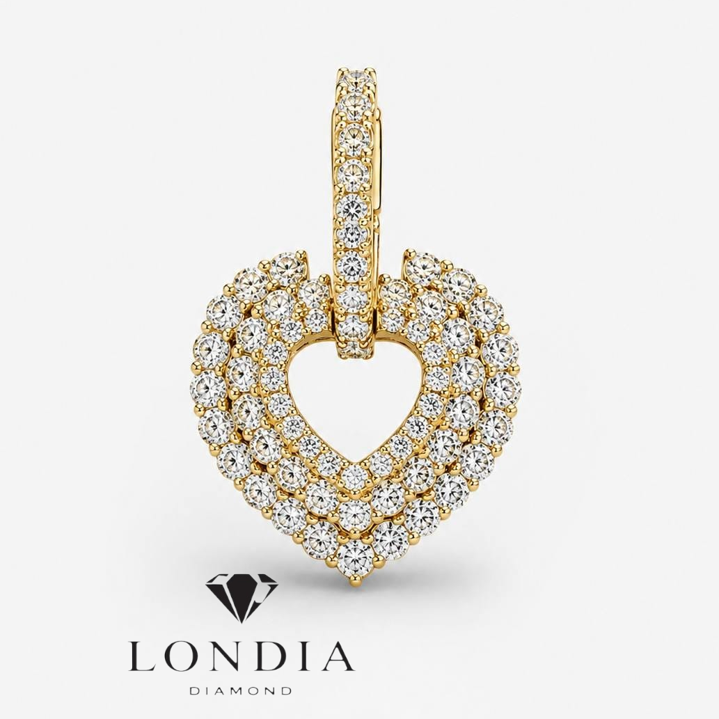 1.90 Karat Doğal Pırlanta Kalp Tasarımlı Charm Kolye