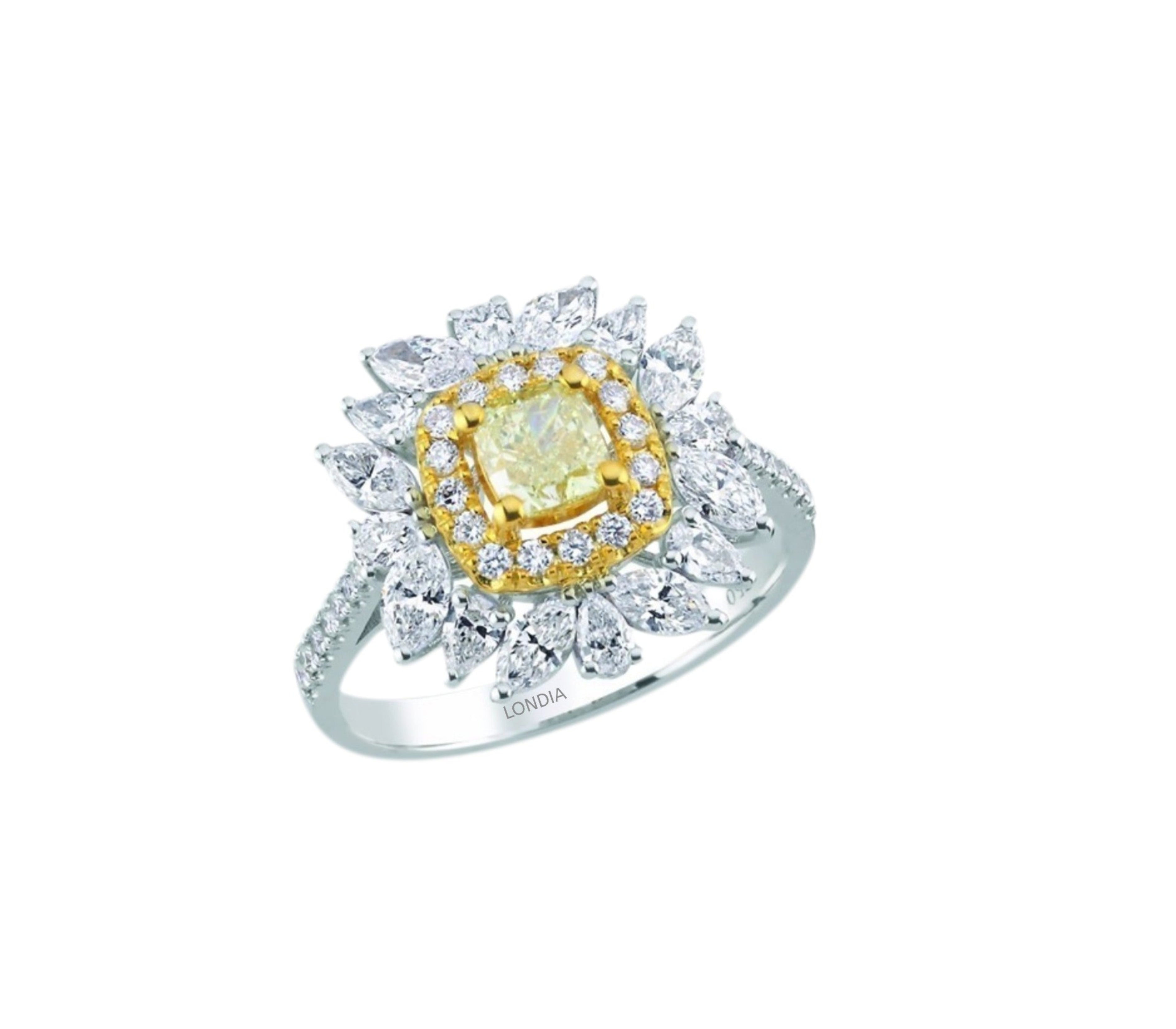 1.95 Karat Fancy Yellow Pırlanta Tasarım 18 Ayar Altın Yüzük