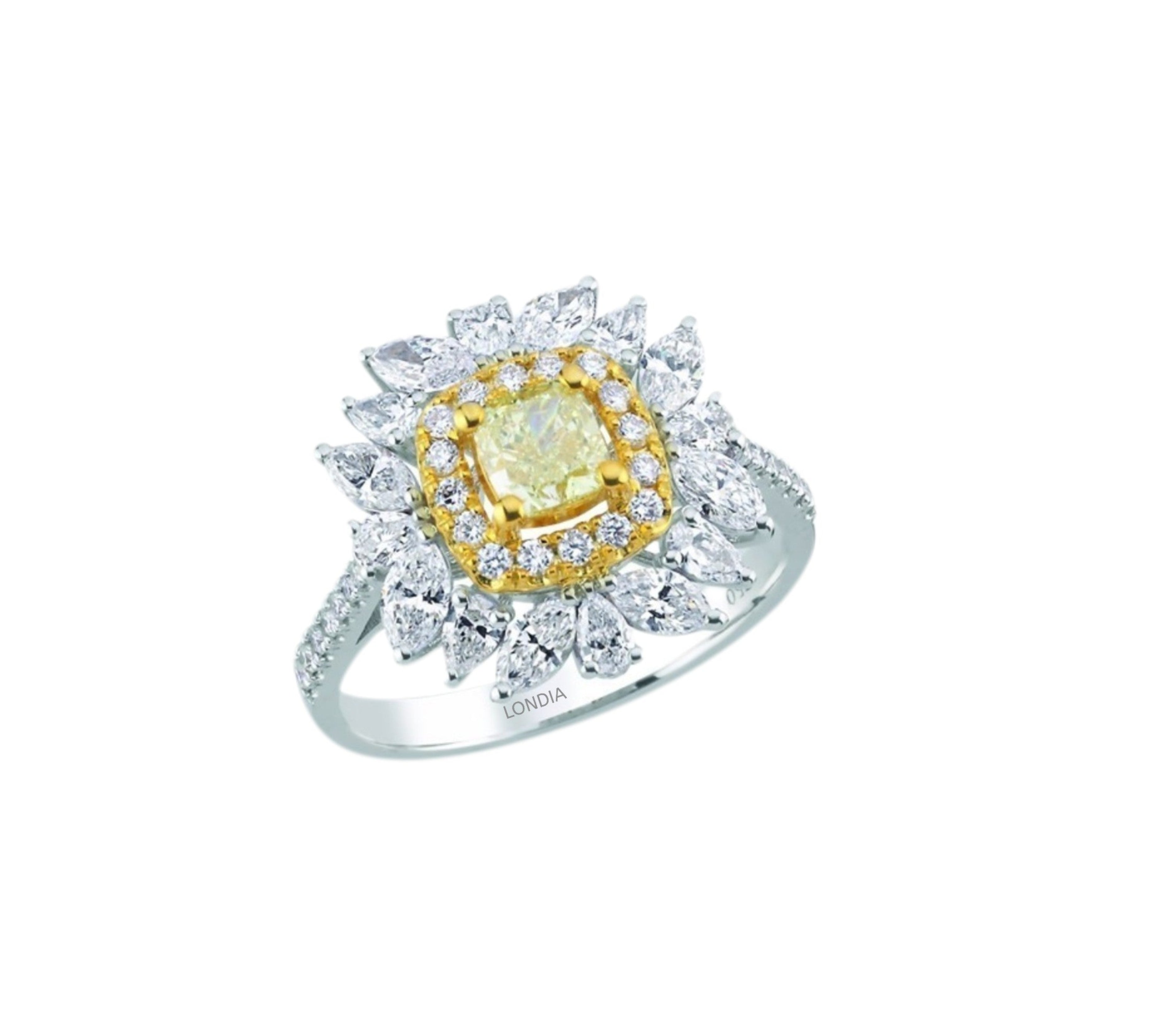 1.95 Karat Fancy Yellow Pırlanta Tasarım 18 Ayar Altın Yüzük