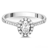 0.50 Ct. Doğal Pırlanta Oval Halo Tasarım Yüzük, 14 Ayar Altın