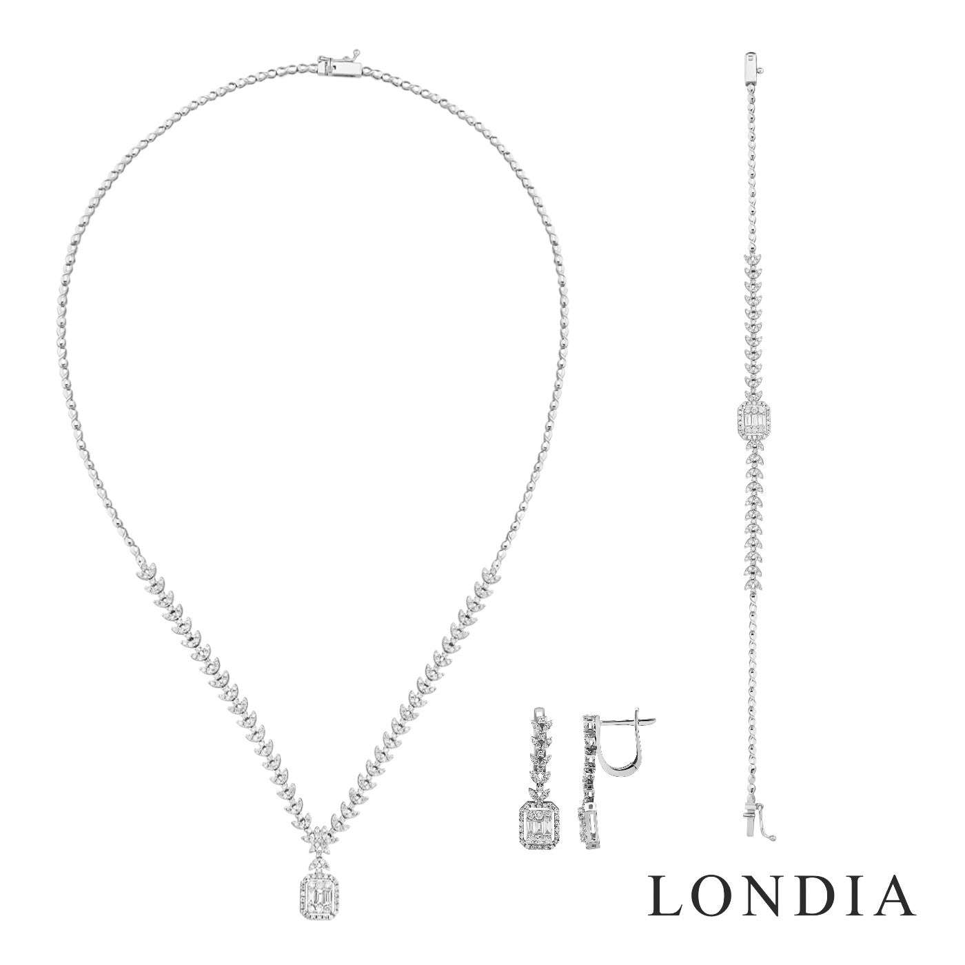 3,10 Karat Doğal Pırlanta Baget Düğün Seti