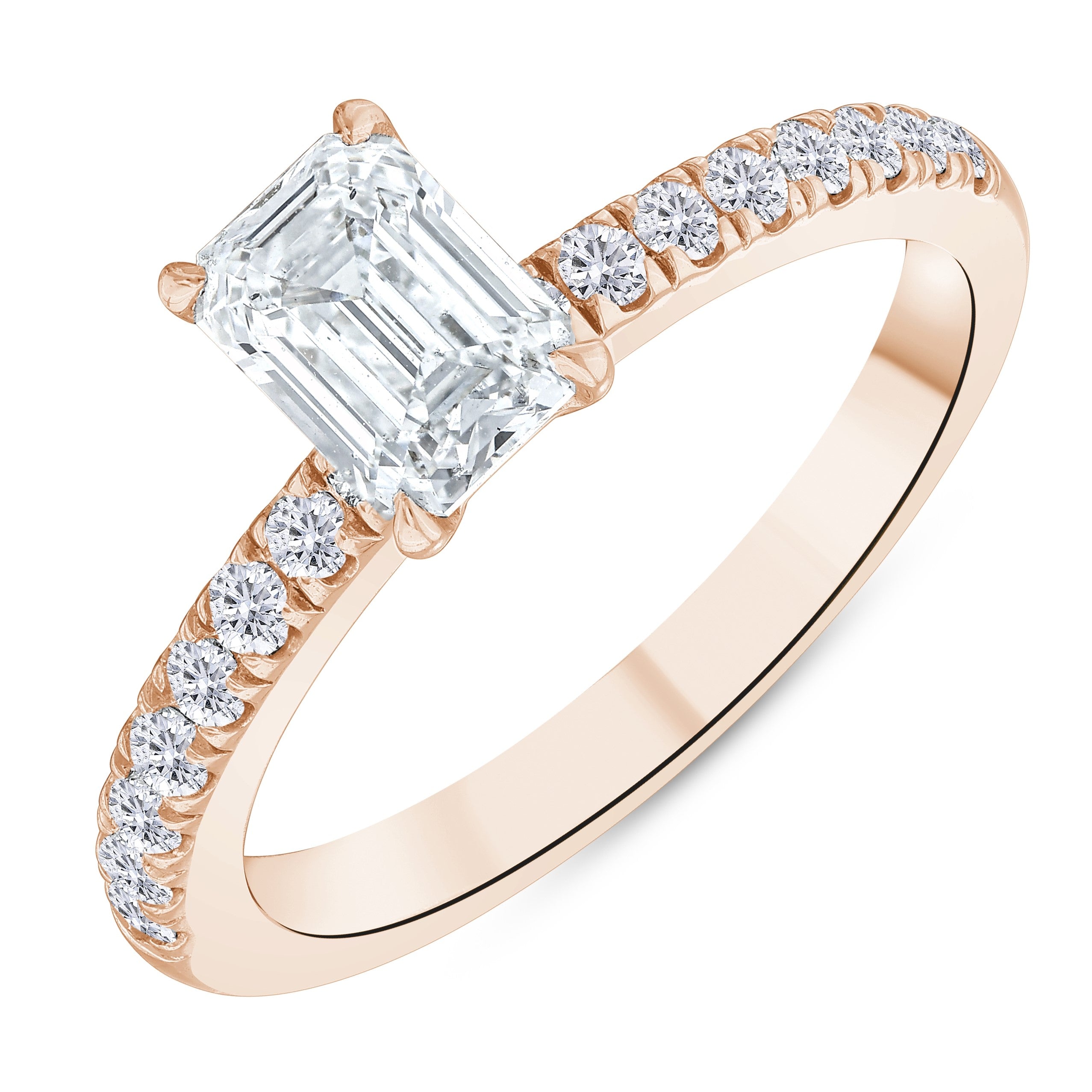 1.20 Ct. Doğal Pırlanta Baget Kesim Yan Taşlı Tasarım Yüzük, 18 Ayar Altın