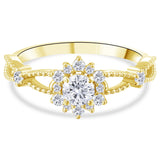 0.55 Ct. Doğal Pırlanta Vintage Tasarım ‘Lotus’ Yüzük, 18 Ayar Altın