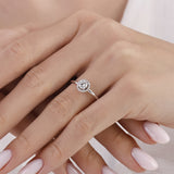 0,55 Karat Doğal Pırlantalı Embrace Halo Tasarım Yüzük, 14 Ayar Altın