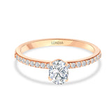 0.65 Ct. Doğal Pırlanta Oval Tektaş ‘Yan Taşlı’ Yüzük, 14 Ayar Altın