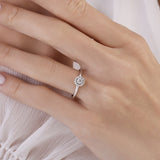 0,25 Karat Doğal Pırlantalı Embrace Halo Tasarım Yüzük, 14 Ayar Altın