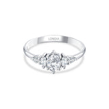 0.80 Ct. Doğal Oval Pırlanta Yan Taşlı Yüzük, 14 Ayar Altın