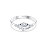 0.70 Ct. Doğal Oval Pırlanta Yan Taşlı Yüzük, 14 Ayar Altın