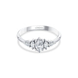 0.60 Ct. Doğal Oval Pırlanta Yan Taşlı Yüzük, 14 Ayar Altın