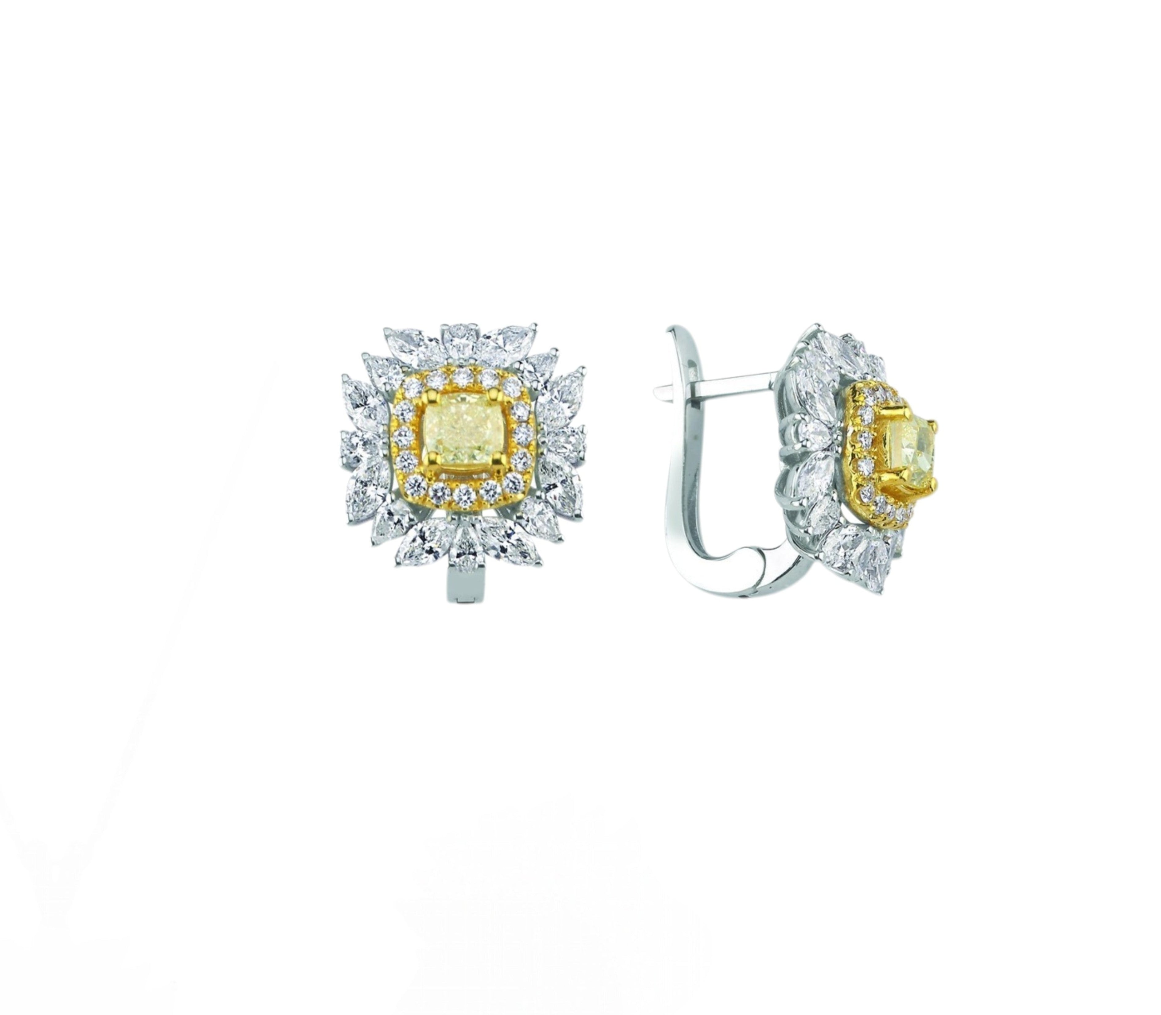 18 Ayar Altın 3.75 Karat Pırlanta Fancy Yellow Küpe