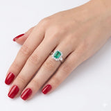 1,25 Karat Doğal Pırlanta Royal Tasarımlı Gösterişli Zümrüt Yüzük 14 Ayar Altın