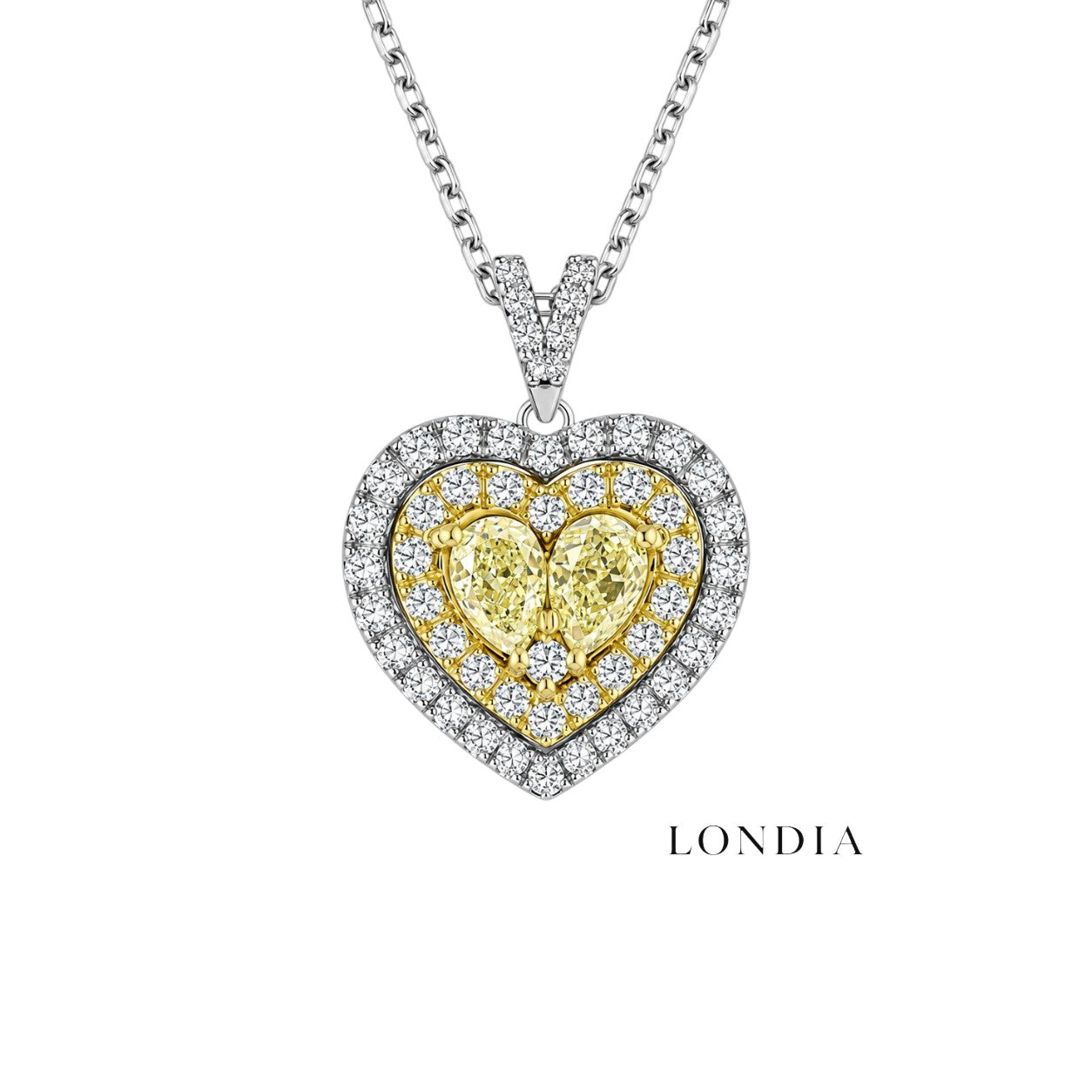 1 Karat Fancy Yellow Doğal Pırlanta Kalp Tasarımlı Kolye