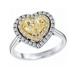 1 Karat Fancy Yellow Pırlanta Kalp Tasarımlı Yüzük