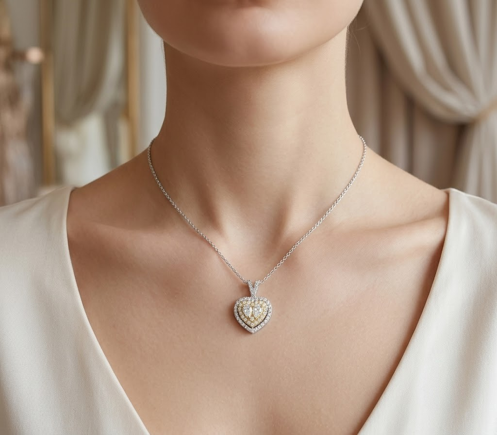 2.35 Karat Doğal Pırlanta Kalp Tasarımlı Set 14 Ayar Altın