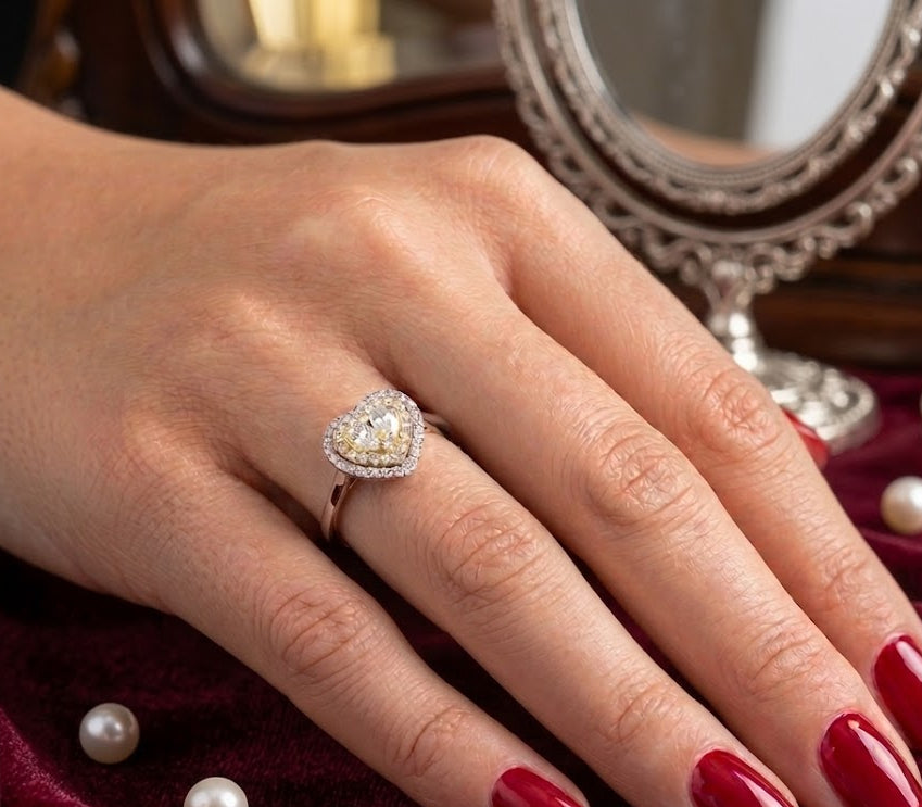 2.35 Karat Doğal Pırlanta Kalp Tasarımlı Set 14 Ayar Altın