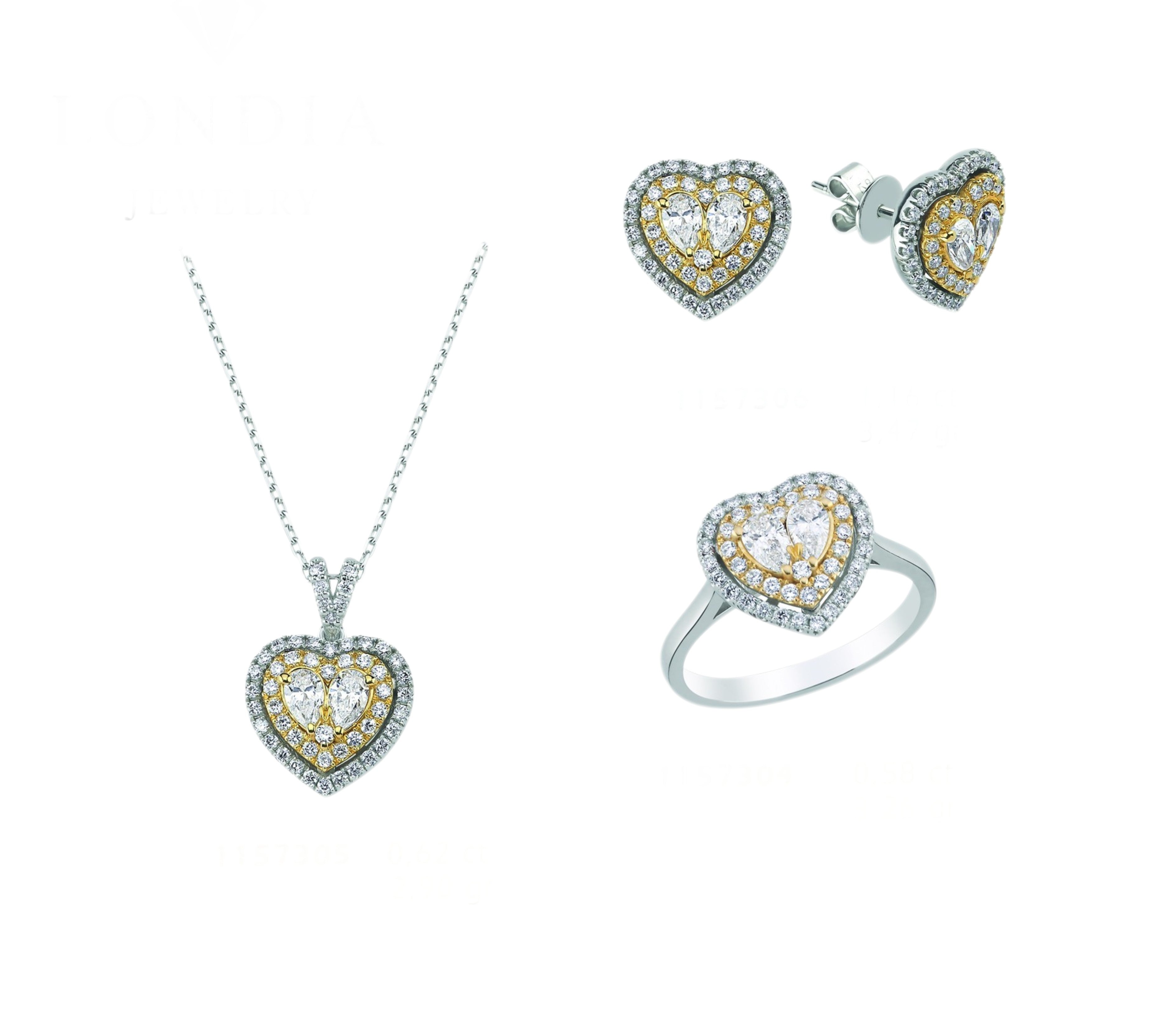 2.35 Karat Doğal Pırlanta Kalp Tasarımlı Set 14 Ayar Altın