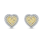 2 Karat Doğal Pırlanta Kalp Tasarımlı Fancy Yellow Küpe