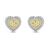 2 Karat Doğal Pırlanta Kalp Tasarımlı Fancy Yellow Küpe