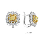 3.75 Karat Doğal Pırlanta Fancy Yellow Tasarım Küpe