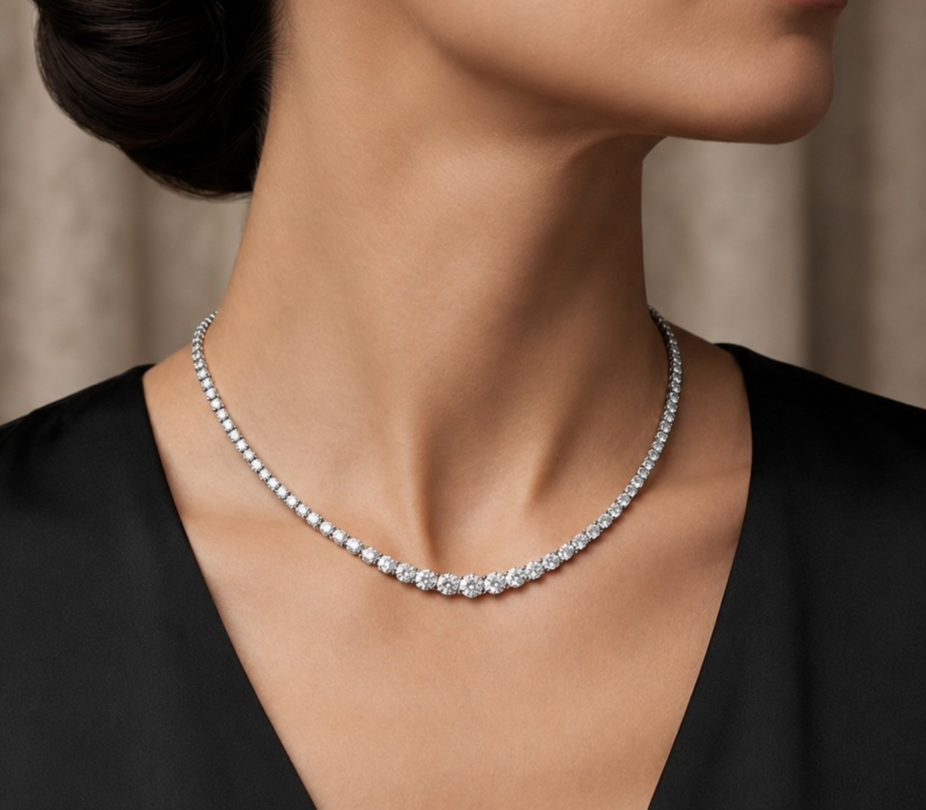 6 Karat Doğal Pırlanta Klasik Süzme Su yolu Kolye