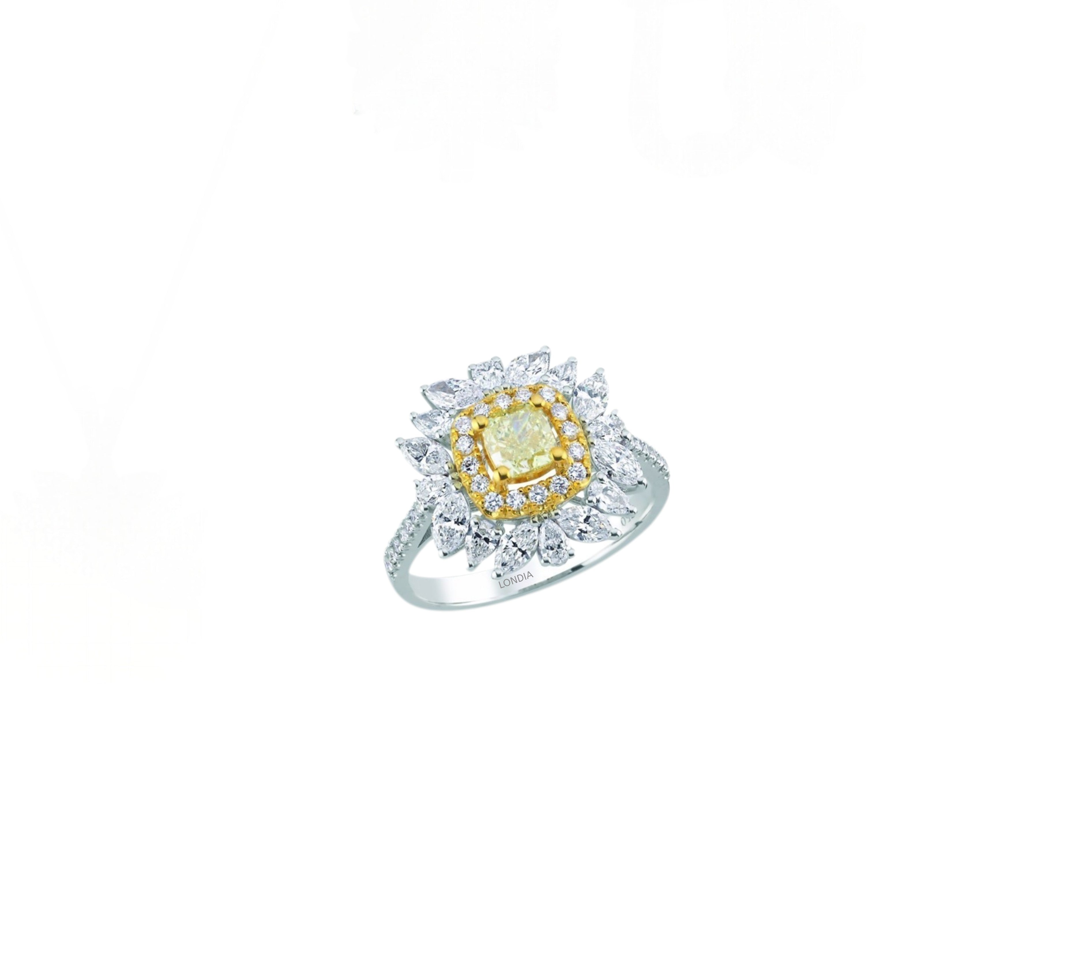 7.60 Karat Fancy Yellow Pırlanta Tasarım Set 18 Ayar Altın