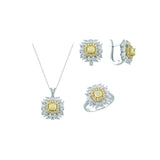 7.60 Karat Fancy Yellow Pırlanta Tasarım Set 18 Ayar Altın