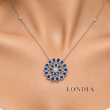 7 Karat Doğal Safir ve 2.50 Karat Doğal Pırlantalı Kolye