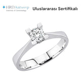 F Renk 0,50 Karat Doğal Pırlanta Tektaş Yüzük - HRD Sertifikalı