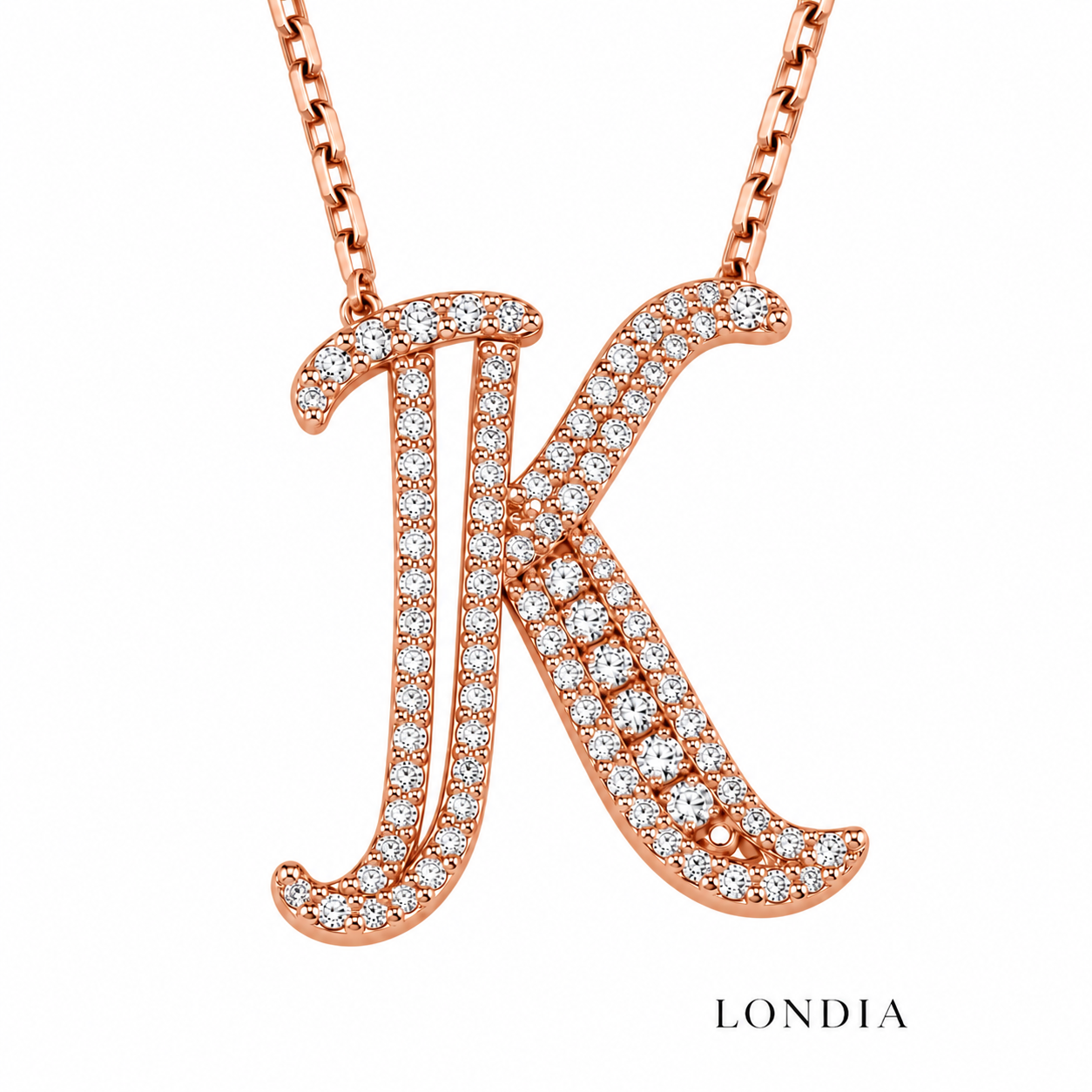 Kişiye Özel K Harfli Royal 0.45 Karat Doğal Pırlanta Kolye