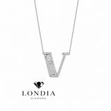 Kişiye Özel V Harfli Baget 0.50 Karat Doğal Pırlanta Kolye