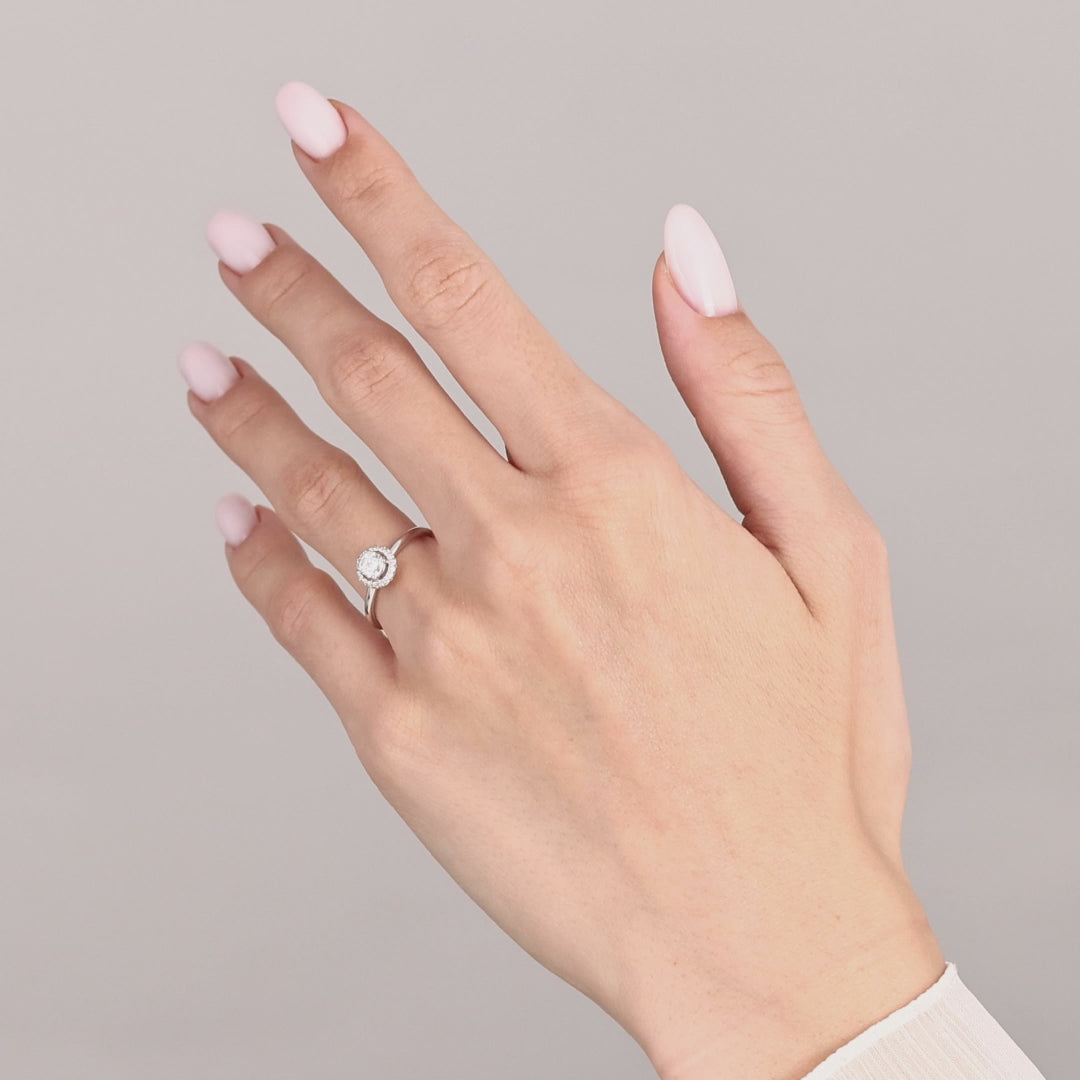 0,55 Karat Doğal Pırlantalı Embrace Halo Tasarım Yüzük, 14 Ayar Altın