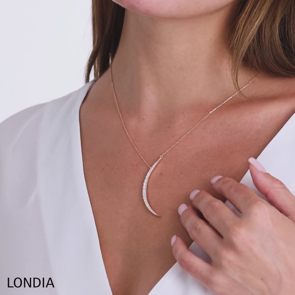 0,73 Karat Pırlantalı Luna Tasarım Kolye, 14 Ayar Saf Altın