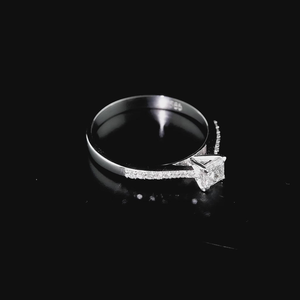 0.40 Ct. Doğal Pırlanta Yan Taşlı Tasarım Yüzük, 14 Ayar Altın