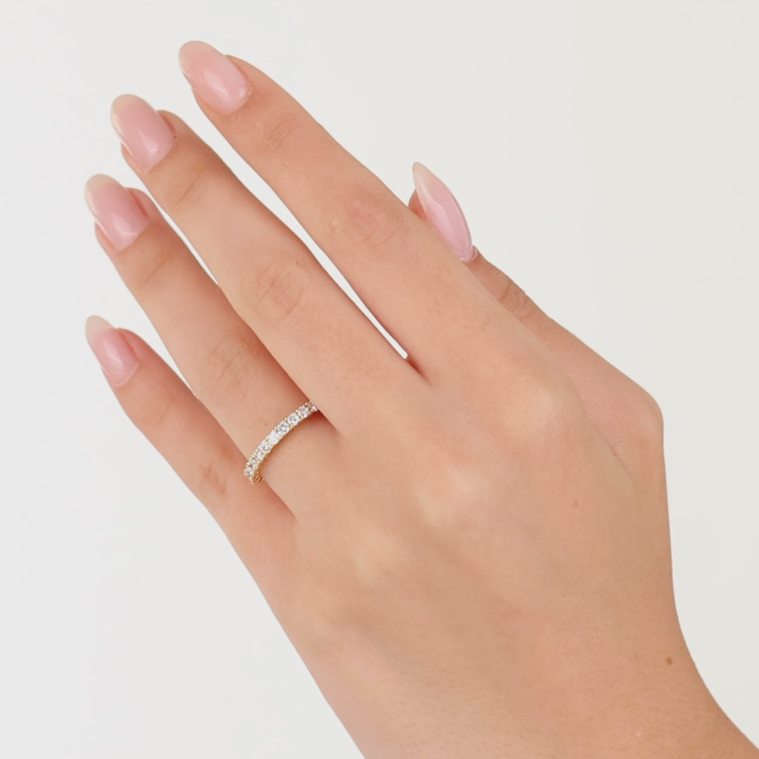 0,40 Karat Pırlanta Clair Tasarım Yarım Tamtur Yüzük 14 Ayar Altın