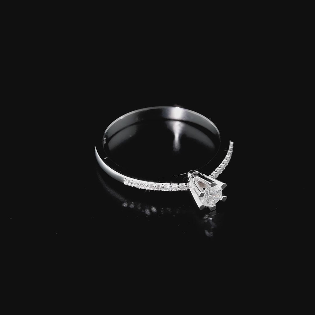 0.25 Ct. Doğal Pırlanta Yan Taşlı Tasarım Yüzük, 14 Ayar Altın