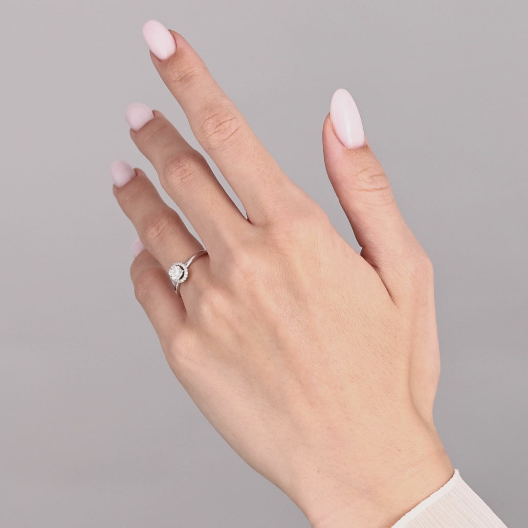 14 Ayar Altın 0,45 Karat Doğal Pırlanta Embrace Halo Tasarım Yüzük