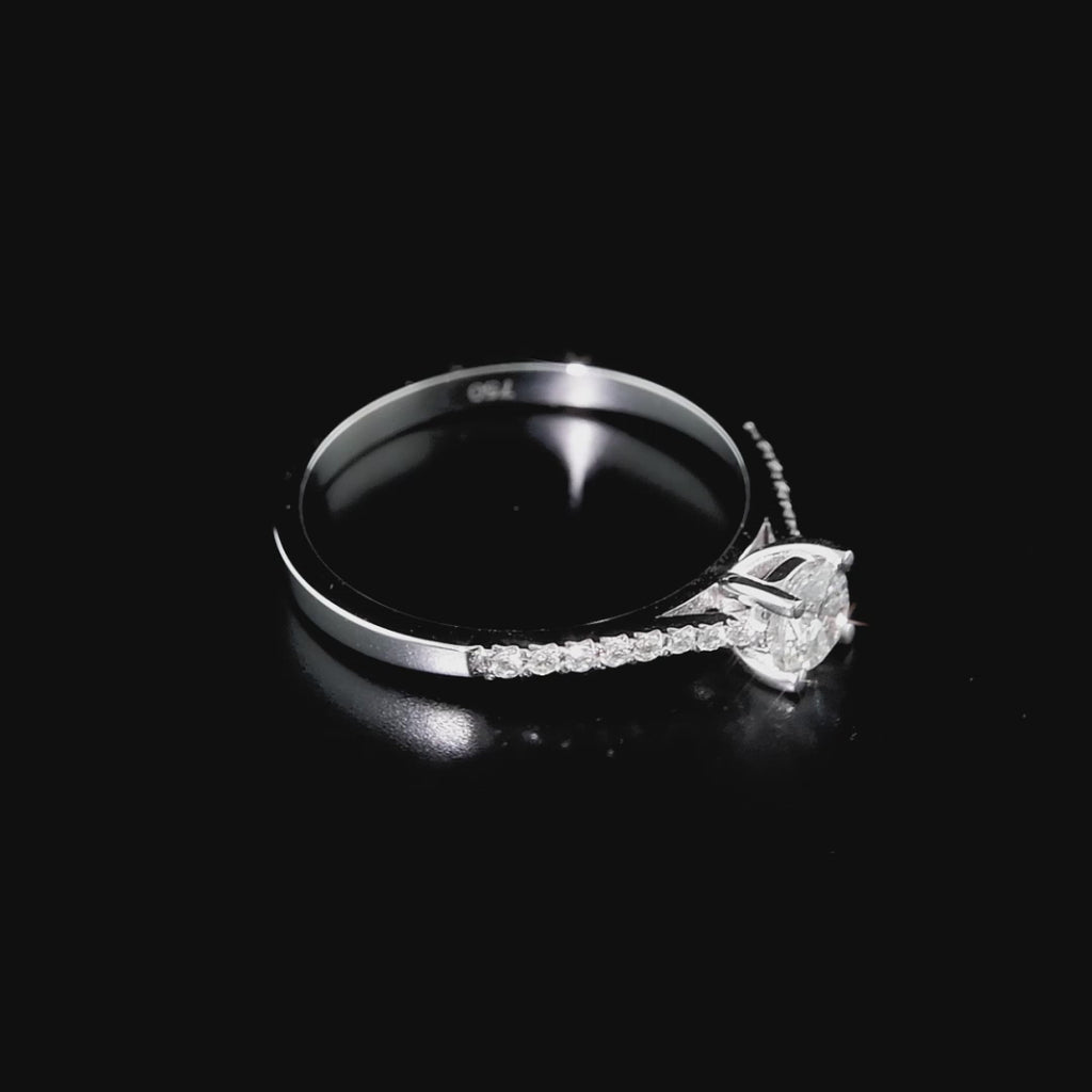 0.40 Ct. Doğal Pırlanta Yan Taşlı Tasarım Yüzük, 18 Ayar Altın