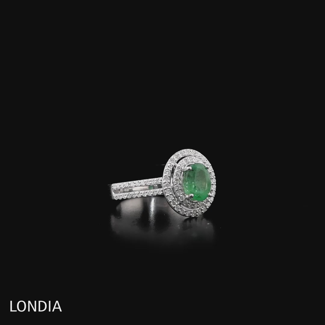 1.70 Ct. Doğal Pırlanta ve Zümrüt Yüzük, 18 Ayar Altın