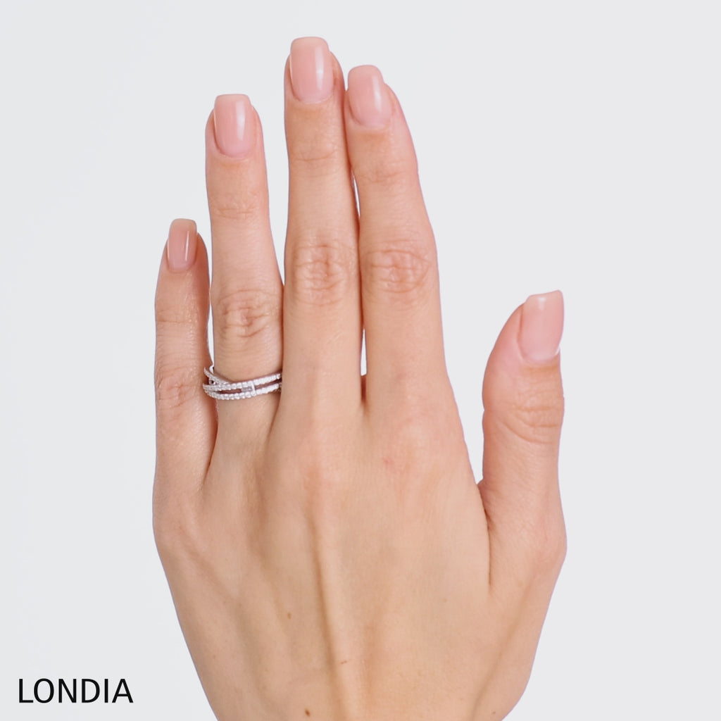 14K Altın 0,25 ct Doğal Pırlanta Çizgi Tasarım Yüzük