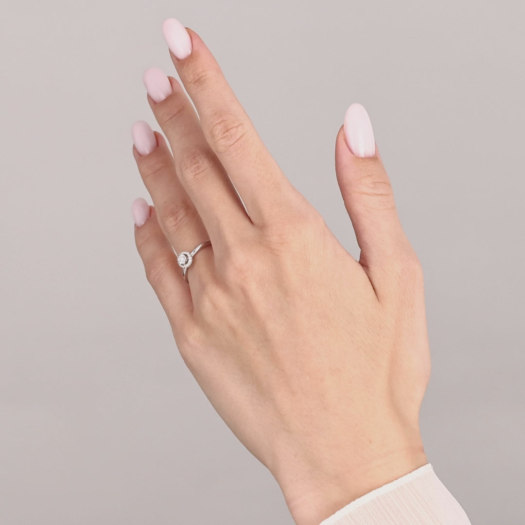 0,25 Karat Doğal Pırlantalı Embrace Halo Tasarım Yüzük, 14 Ayar Altın